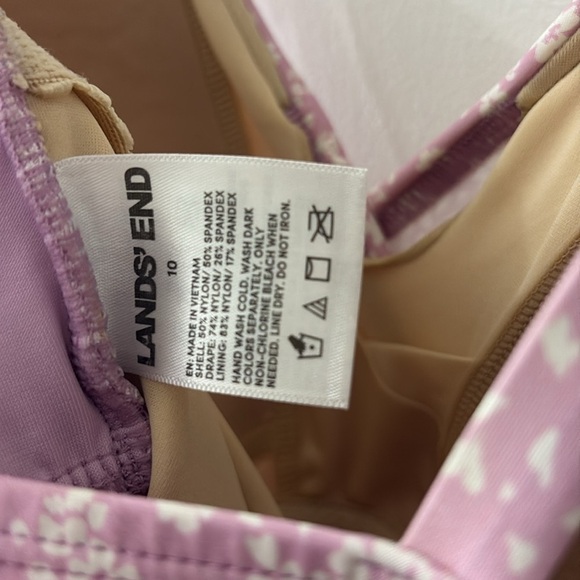 Lands' End Pink Floral Mini Dress swimsuit - size 10 - padded bra - Picture 4 of 7